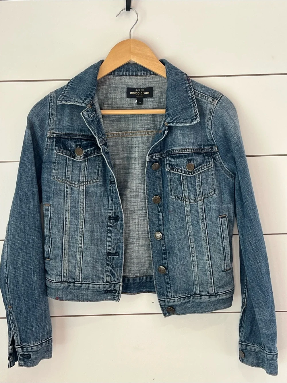 J. Crew Indigo Denim Jacket in Medium Blue Jean